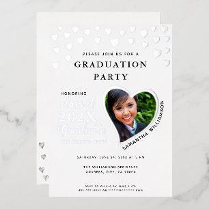Invitation En Aluminium Classe de 2025 Graduate White & Silver Graduation