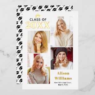Invitation En Aluminium Classe de 2025 graduation de feuille d'or 4 photos