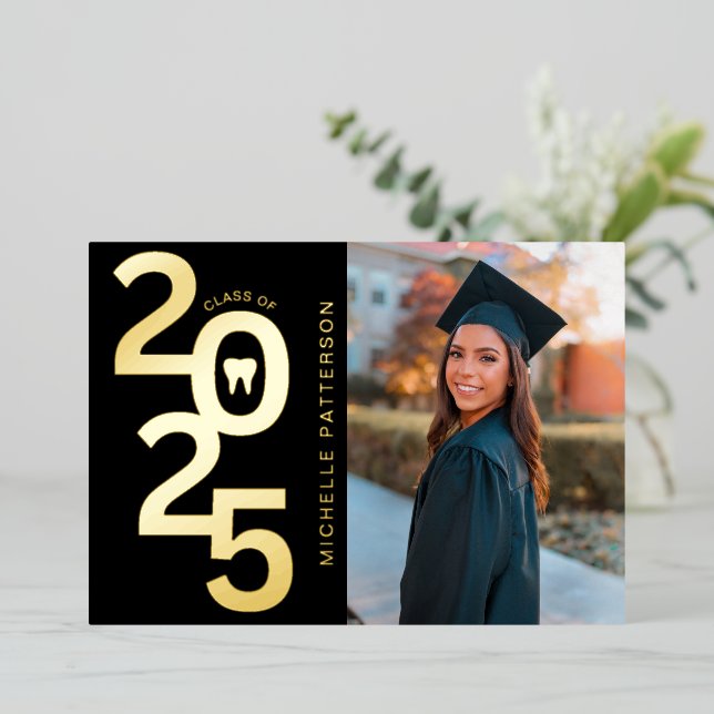 Invitation En Aluminium Classe de 2025 Photo Ecole dentaire (Debout devant)