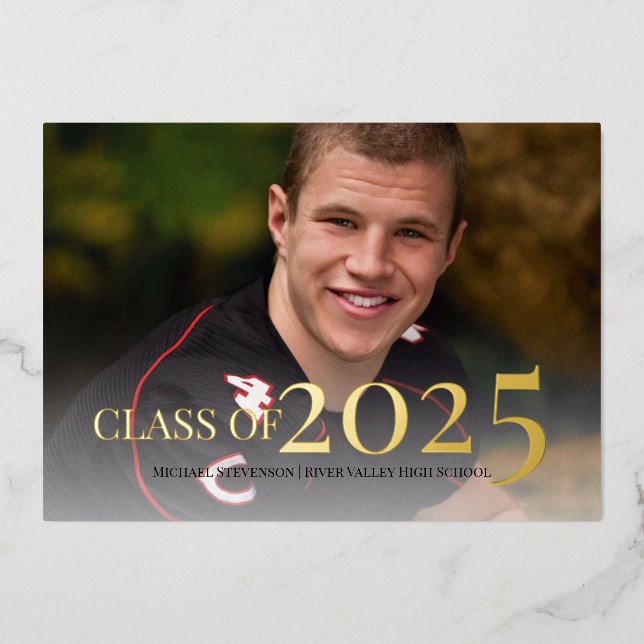 Invitation En Aluminium Classe de graduation de 2023 Gold Foil (Recto)
