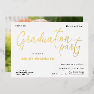 Invitation En Aluminium Classe de script photo moderne de 2024 Graduation 