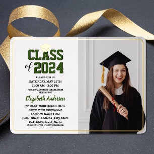Invitation En Aluminium Classe élégante de 2024 Graduate Photo Graduation