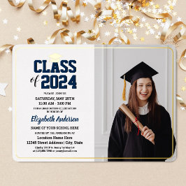 Invitation En Aluminium Classe élégante de 2024 Graduate Photo Graduation