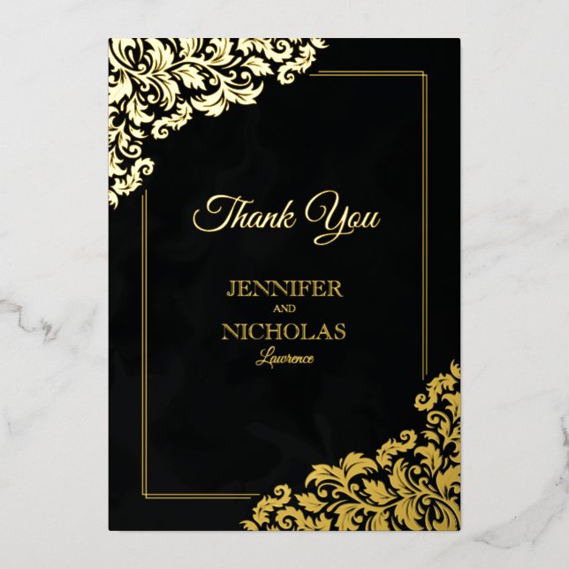 Invitation En Aluminium Classic élégant avec ornements floraux pour Mariag (Recto)
