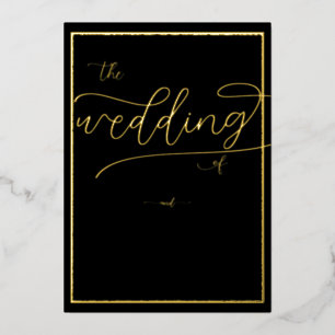 Invitation En Aluminium Classic Gold Frame Flourish Calligraphie Mariage