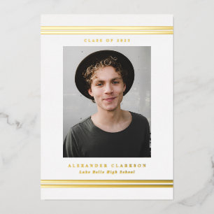 Invitation En Aluminium Classic Stripes moderne Photo Graduation Party