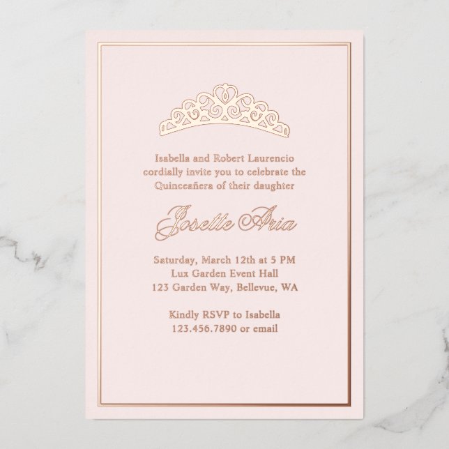 Invitation En Aluminium Classique Classique Classique Luxe Blanc Rose Quin (Recto)