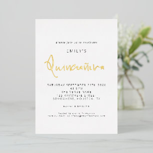 Invitation En Aluminium Classique Quinceanera Script moderne Real Foil Inv