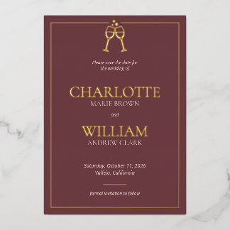 Invitation En Aluminium Classique toast lunettes mariage enregistrer la da