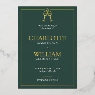 Invitation En Aluminium Classique toast lunettes mariage enregistrer la da