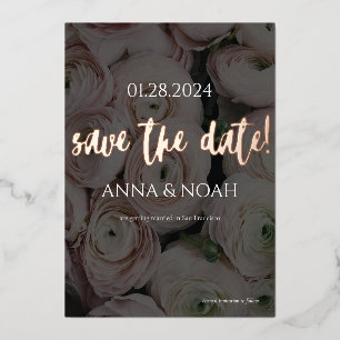 Invitation En Aluminium Classy Enregistrer La Date Rose Gold Floral