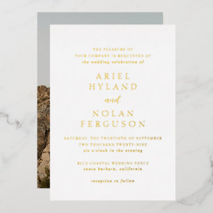 Invitation En Aluminium Clean Photo Mariage moderne