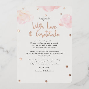 Invitation En Aluminium Clouds roses Fille Baby shower plat Merci F