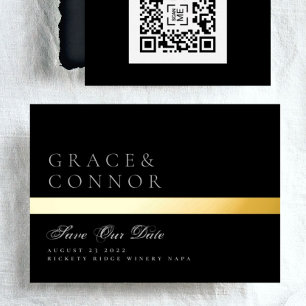 Invitation En Aluminium Code QR Classique Bande Noire Photo Enregistrer La