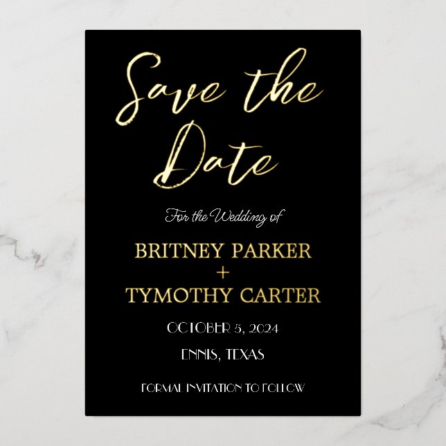 Invitation En Aluminium Code QR moderne Calligraphie photo Mariage noir (Recto)