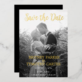 Invitation En Aluminium Code QR moderne Script photo Mariage noir