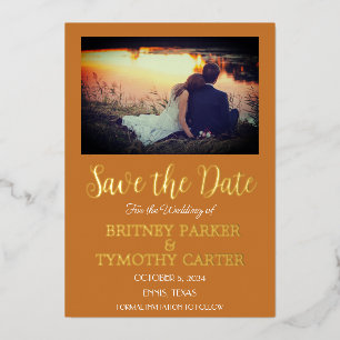 Invitation En Aluminium Code QR moderne Script photo Terracotta Mariage