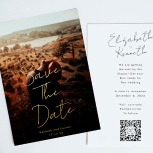 Invitation En Aluminium Code QR personnalisé écrit en or Photo Enregistrer