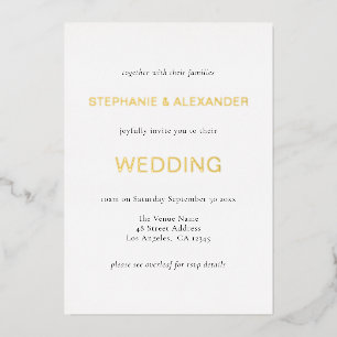 Invitation En Aluminium Code QR simple texte uniquement Mariage Réel