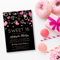 Coeurs roses et gemmes d'or doux 16