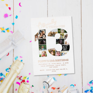 Invitation En Aluminium collage de photos pour les 13 ans officiellement a