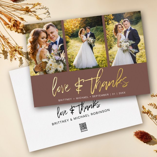 Invitation En Aluminium Collage photo minimaliste Mariage Boho Merci (Show your appreciation to your loved ones with an awesome photo thank-you card!)