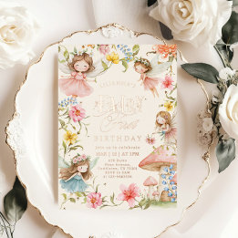 Invitation En Aluminium Colorful Fairy First Birthday Enchanted garden