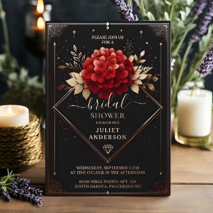 Invitation En Aluminium Comme Jardin Diamant Rouge Noir Et Or Mariage