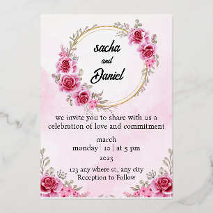 Invitation En Aluminium Composition Florale de Mariage Hivernal Marron Rus