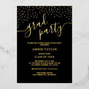Invitation En Aluminium Confetti Gold Photo Graduation Party