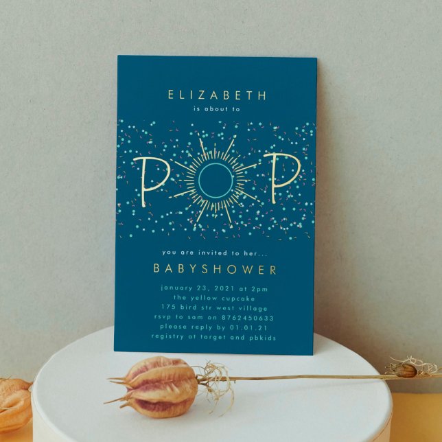 Invitation En Aluminium Confetti POP classique Baby shower neutre pour les (Créateur téléchargé)