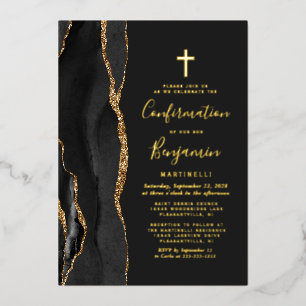 Invitation En Aluminium Confirmation de l'or du vieillissement noir