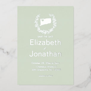 Invitation En Aluminium Connecticut Map Simple Destination Wedding