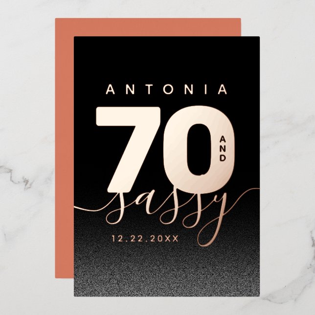 Invitation En Aluminium Copper Girly 70 et Sassy (Recto/Verso)