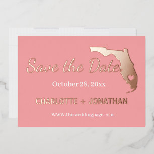 Invitation En Aluminium Coral Mariage Floride Save The Date Or Rose