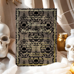 Invitation En Aluminium Costume de fête Halloween élégant gothique crâne