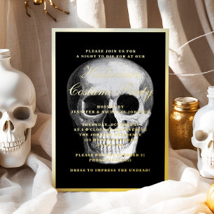 Invitation En Aluminium Costume d'Halloween crâne gothique or fête