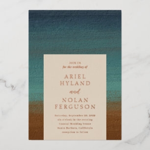 Invitation En Aluminium Côte Abstraite Ariel 3 Mariage moderne