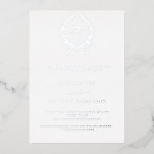 Invitation En Aluminium Couronne argentée monogramme 25e anniversaire de m