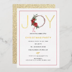 Invitation En Aluminium Couronne de feuillage rouge pour la joie de la fêt