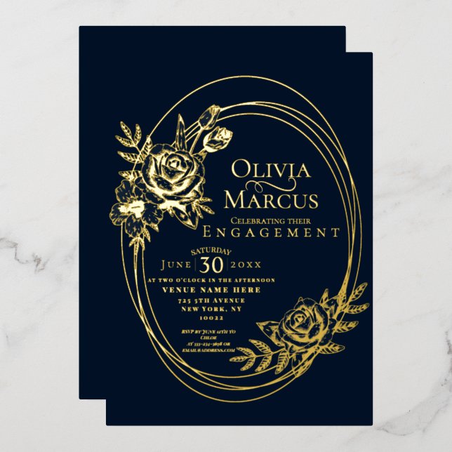 Invitation En Aluminium Couronne de fleurs chic pour mariage (Recto/Verso)