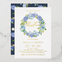 Couronne de fleurs d'hortensia bleue Baptême
