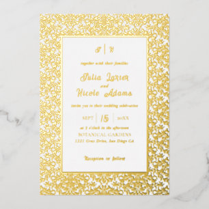 Invitation En Aluminium Couronne de fleurs romantique élégante moderne pou