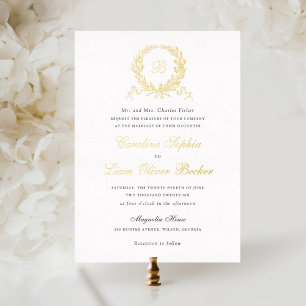 Invitation En Aluminium Couronne de mariage élégante et vintage en chêne o