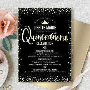 Invitation En Aluminium Couronne de princesse de Quinceañera en or véritab