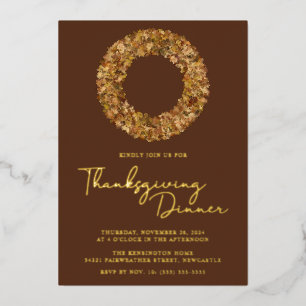 Invitation En Aluminium Couronne de Thanksgiving moderne rustique marron o