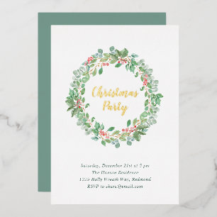 Invitation En Aluminium Couronne de verdure élégante pour une fête de Noël