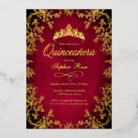 Couronne Fleurale Quinceanera Rouge Royale Or
