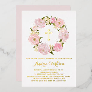 Invitation En Aluminium Couronne florale de pivoine rose Blush pour la bén