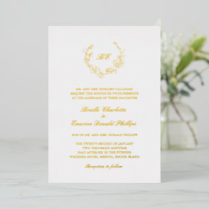 Invitation En Aluminium Couronne Monogramme Élégant Mariage